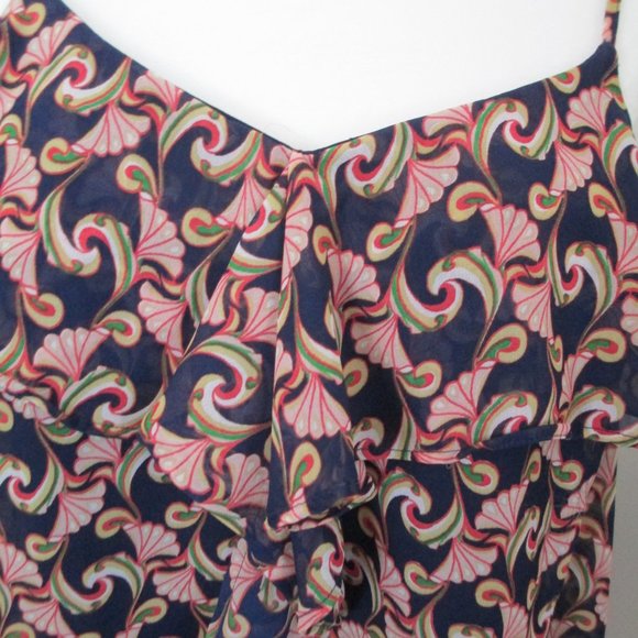 Webster Miami for Target Blue Print Ruffle Neck Cami Size L - Picture 2 of 14